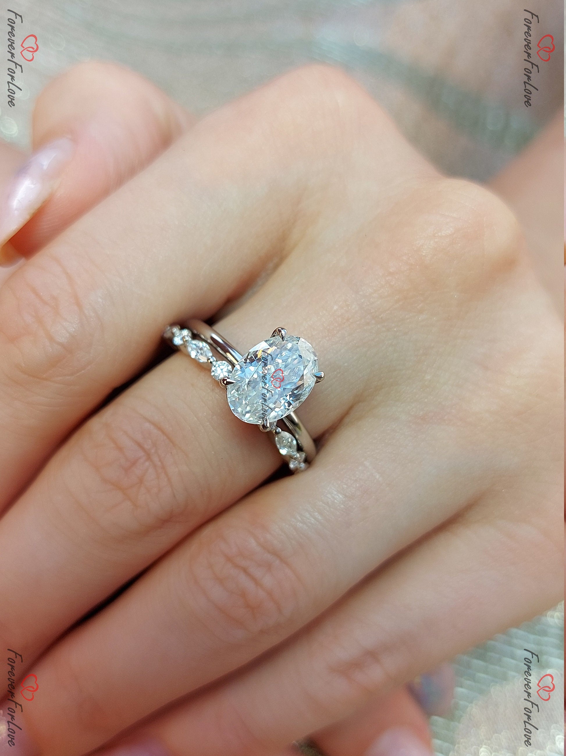 3 Ct Oval Moissanite Eternity Band