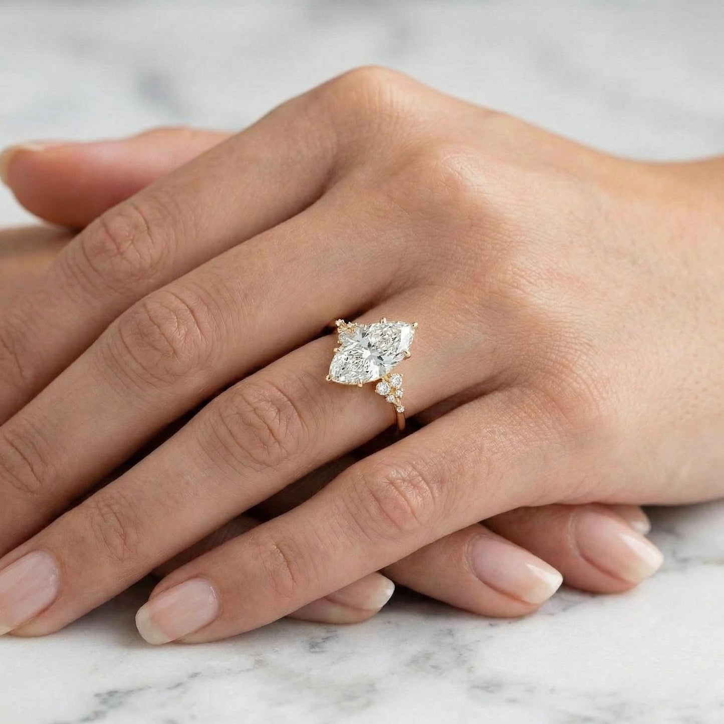 4 Ct IGI Certified Marquise Lab Diamond Engagement Ring Marquise cut 1Ct Moissanite Brilliant Cut engagement ring in 935 Argentium Silver — custom handcrafted by Forever For Love