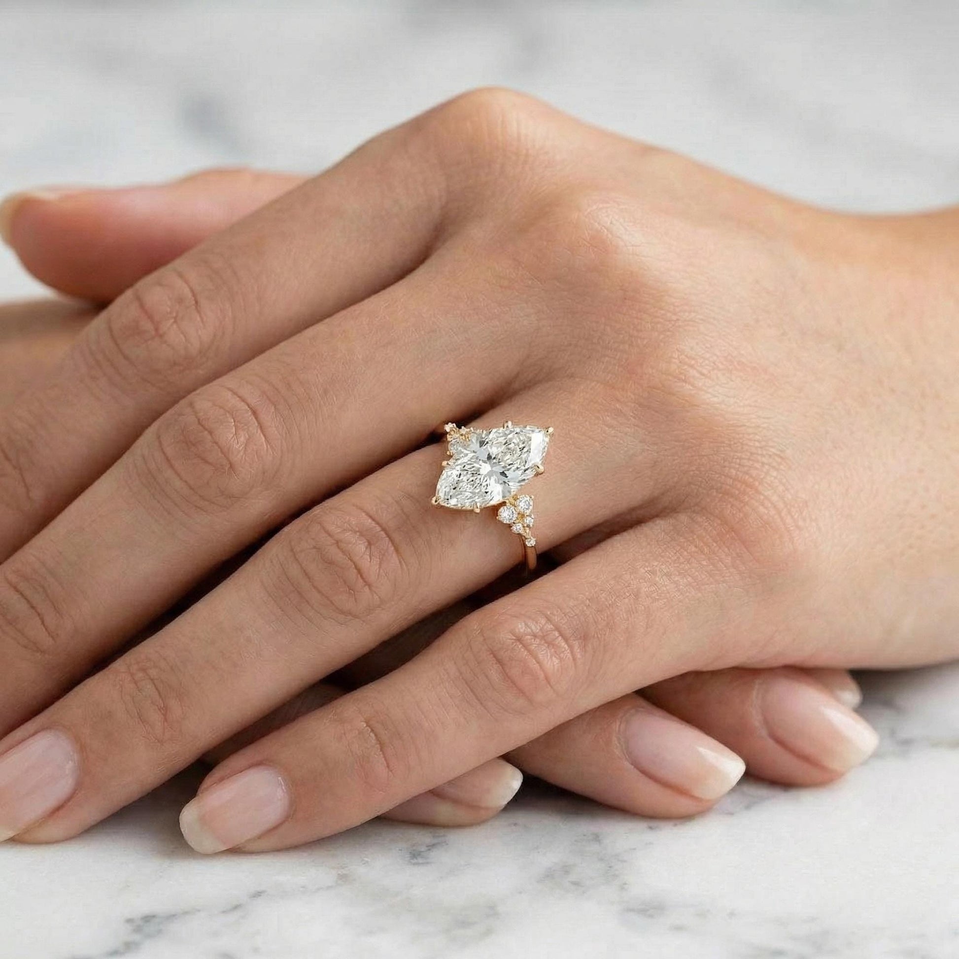 4 Ct IGI Certified Marquise Lab Diamond Engagement Ring