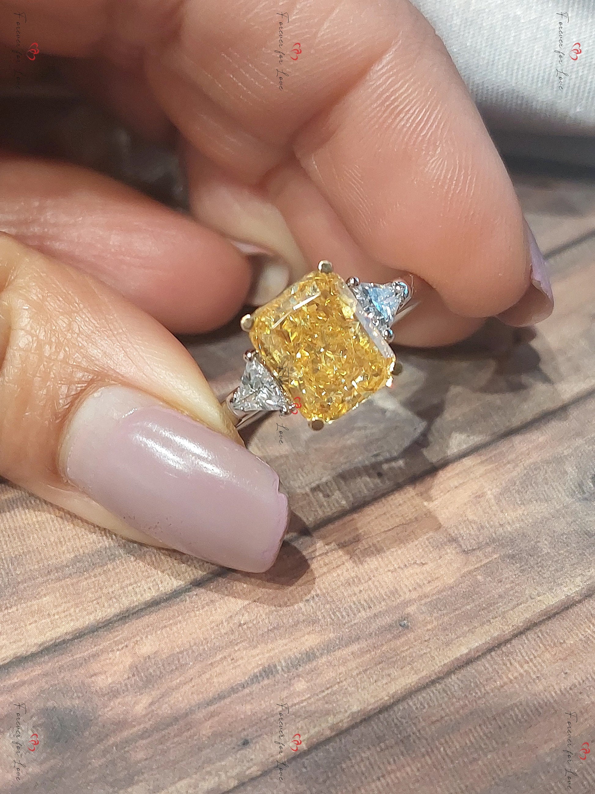 4 Ct Cushion Lab Diamond Three Stone Engagement Ring