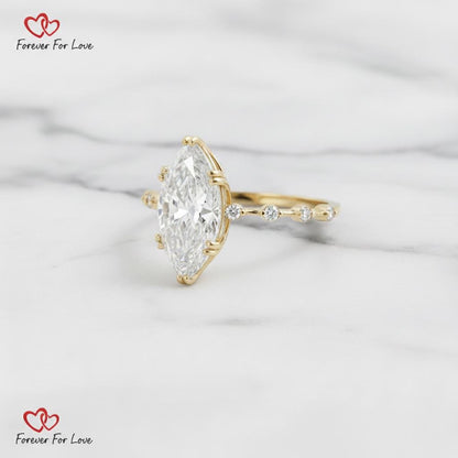 4.1 Ct IGI Certified Marquise Lab Diamond Engagement Ring