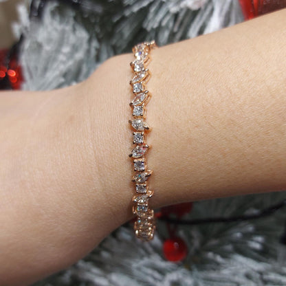 Wechselndes Marquise Tennisarmband, 10 Karat rundes Tennisarmband, Roségold Armband Geschenk für sie. Weihnachtsgeschenk für sie.
