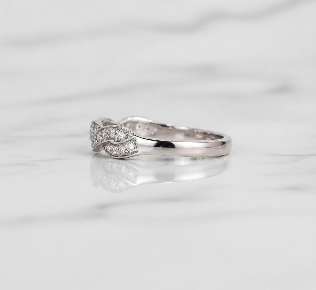 Twisted Wedding Band, Womens Diamond Eternity Band, 10K 14K 18K Solid Gold Ring, Twist Infinity Wedding Band, Stackable Band, Perfect gift