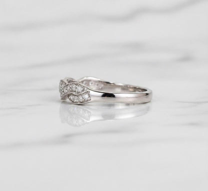 Twisted Wedding Band, Womens Diamond Eternity Band, 10K 14K 18K Solid Gold Ring, Twist Infinity Wedding Band, Stackable Band, Perfect gift