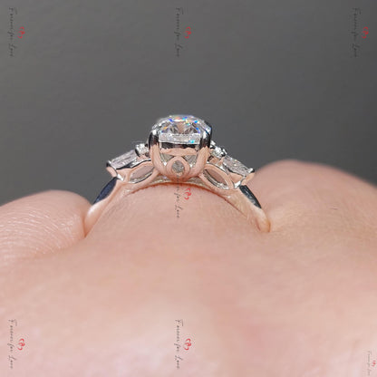 Oval Moissanite Three Stone Engagement Ring