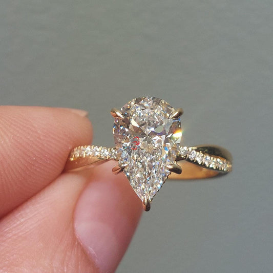 2.5 Ct Pear Lab Diamond Solitaire Engagement Ring