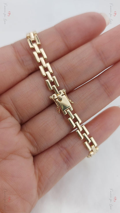 14k Gold 3mm italienisches Schlangenketten-Armband | Fischgrät-Armband, flaches Ketten-Armband, Stapelarmband, schicker Schmuck, Abschlussgeschenk für sie