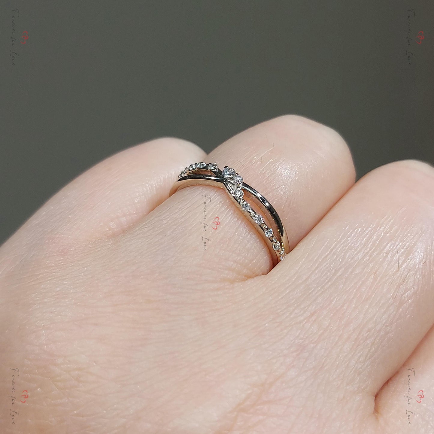 Diamond Eternity Wedding Band Round cut Moissanite Brilliant Cut engagement ring in 935 Argentium Silver — custom handcrafted by Forever For Love