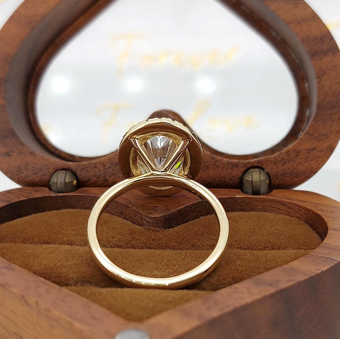 4.5 Ct Oval Lab Diamond Halo Engagement Ring Oval cut 1Ct Moissanite Brilliant Cut engagement ring in 935 Argentium Silver — custom handcrafted by Forever For Love