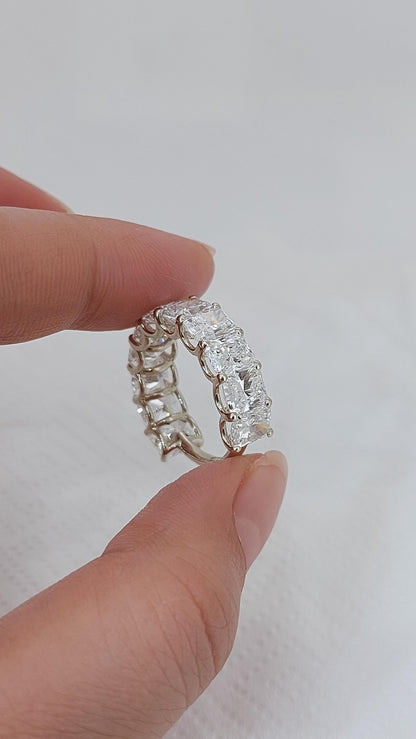 Radiant cut Lab Grown Diamond Wedding Band, Anniversary Band for her, 3/4th Eternity Band, Stackable Matching Band Gift for her.