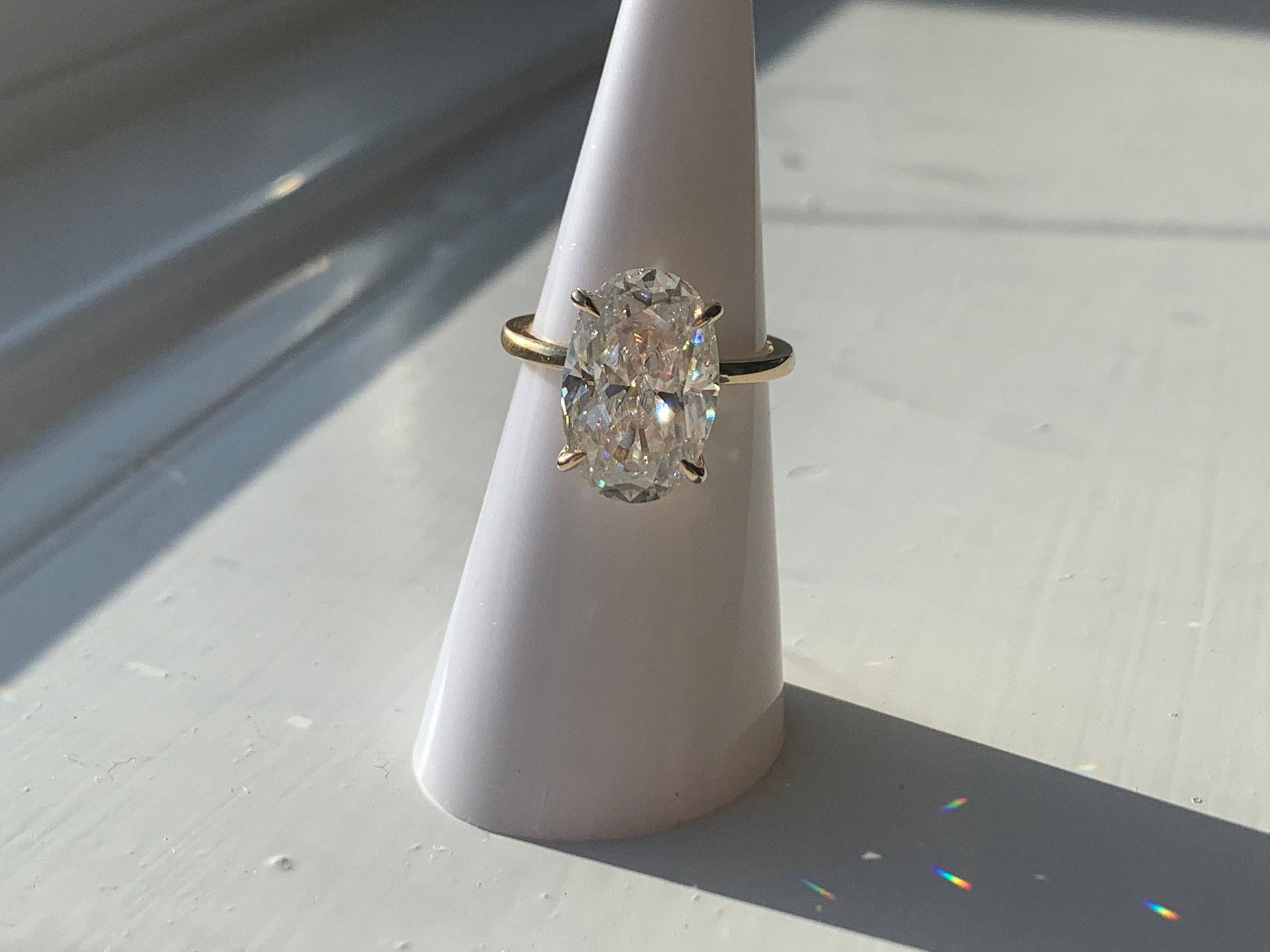 Oval Cut Engagement Ring, 4Ct Crushed ice Oval 12*8mm Moissanite engagement ring, diamond wrap around halo ring,.