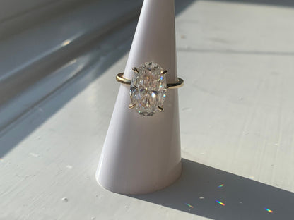 Oval Cut Engagement Ring, 4Ct Crushed ice Oval 12*8mm Moissanite engagement ring, diamond wrap around halo ring,.