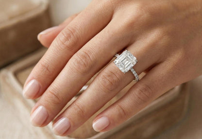 5.3 Ct IGI Certified Asscher Lab Diamond Hidden Halo Engagement Ring