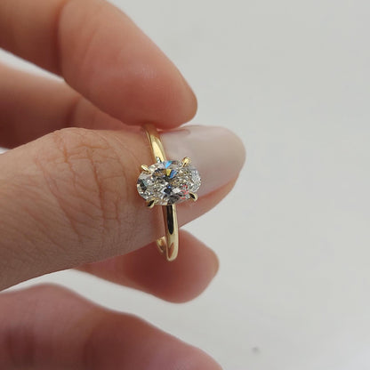 1 Ct Oval Lab Diamond Solitaire Engagement Ring