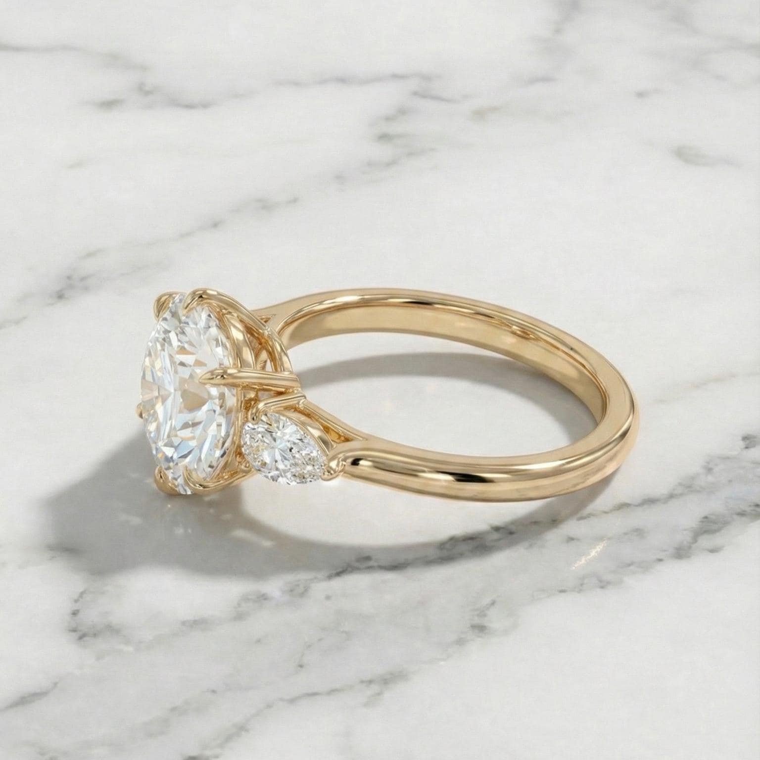 4.5 Ct Pear Lab Diamond Three Stone Ring