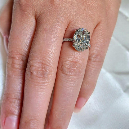 8 Ct Oval Diamond, Moissanite Engagement Ring