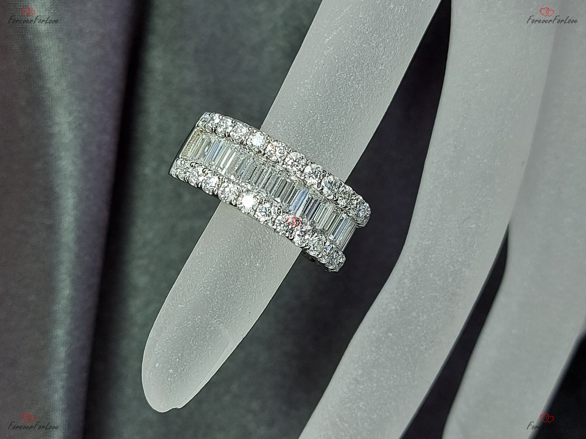 3.5Ct Emerald Cut Eternity Band, Baguette Wedding Band, Moissanite Engagement Ring, Full Eternity Band, Solid 14K White Gold, Statement Ring