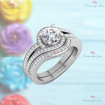 IGI Certified Round Lab Diamond Halo Engagement Ring