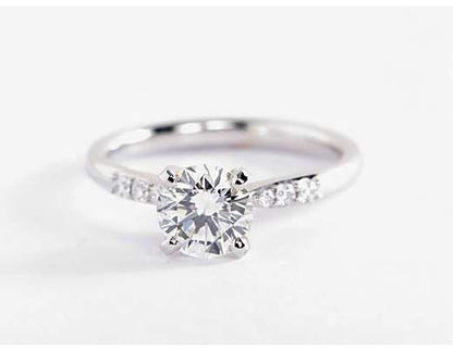 1 Ct Round Natural Diamond Engagement Ring