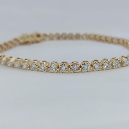 Tennisarmband aus Diamanten 14K Gelbgold rundes Tennisarmband, Labor-gezüchtetes Armband, wunderschönes gelbes Diamantarmband, 3 mm rundes Armband.