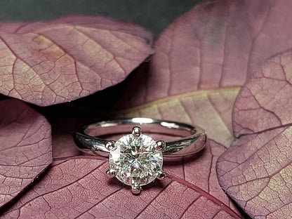 1 Ct Round Natural Diamond Solitaire Engagement Ring