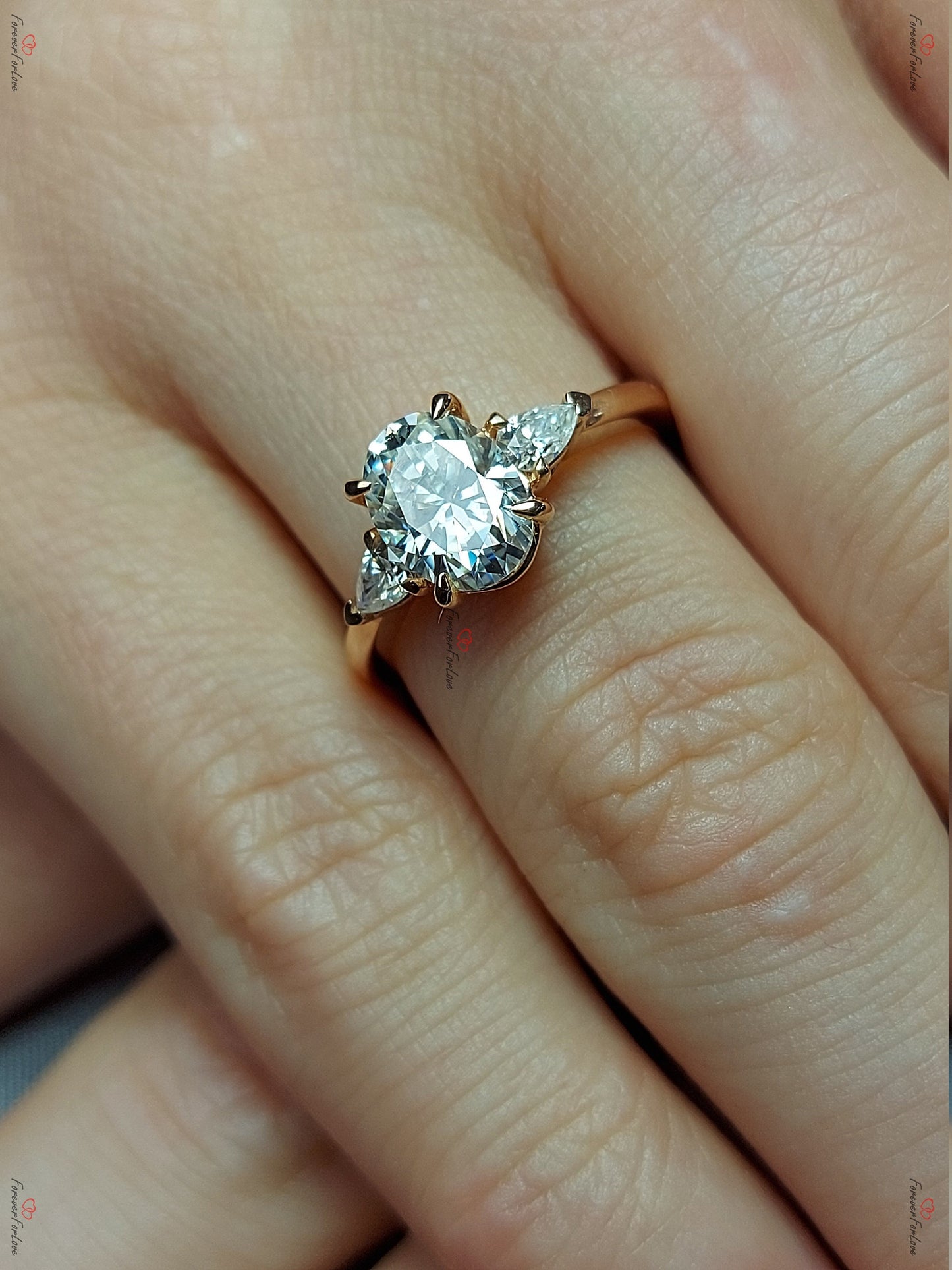 Oval Diamond, Moissanite Engagement Ring Oval cut 1Ct Moissanite Brilliant Cut engagement ring in 935 Argentium Silver — custom handcrafted by Forever For Love