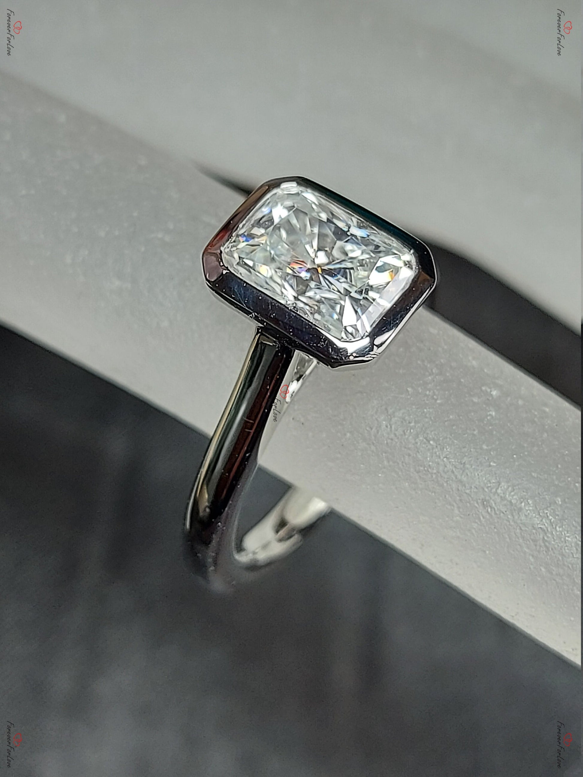 1.5 Ct Radiant Moissanite Solitaire Engagement Ring