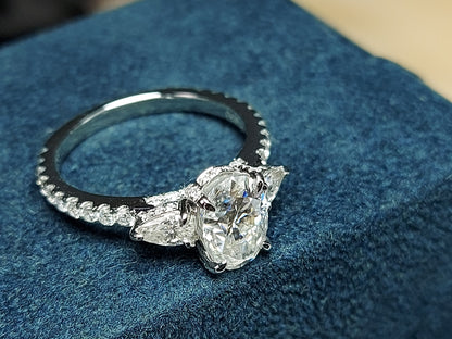 1.5 Ct Oval Diamond, Moissanite Engagement Ring
