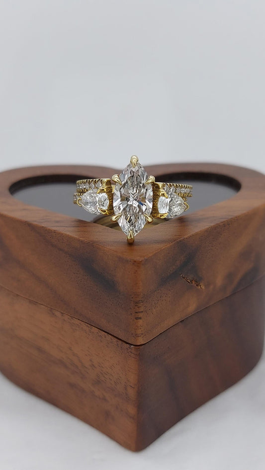 1.5 Ct Marquise Lab Diamond Engagement Ring