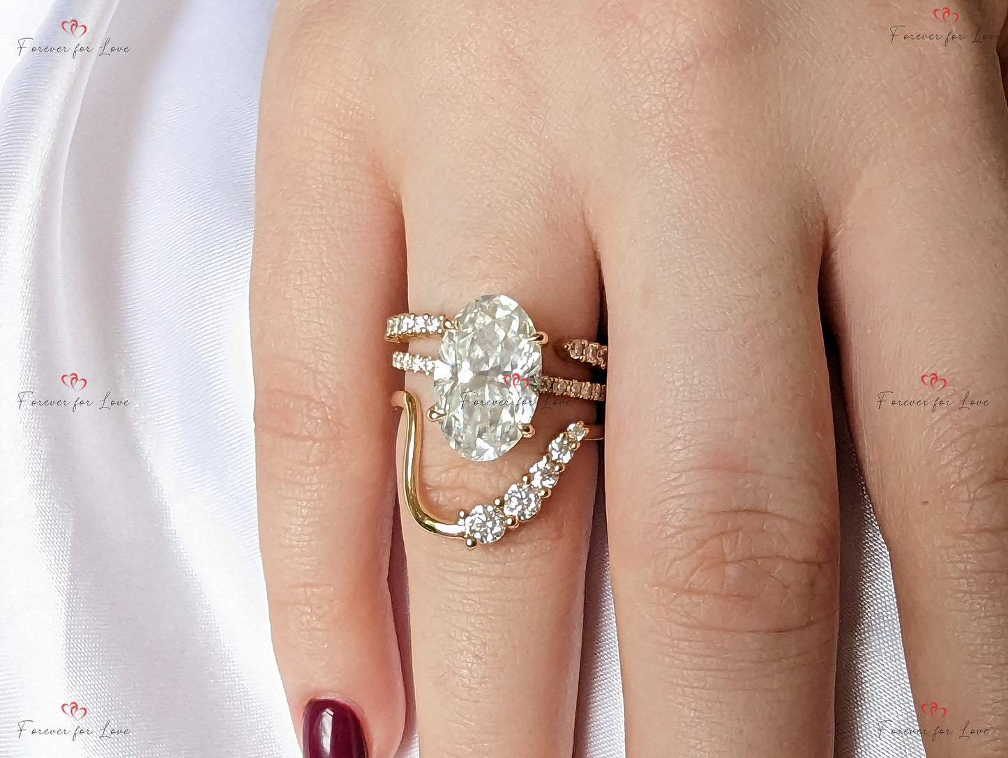 6 Ct Oval Solitaire Engagement Ring Oval cut Moissanite Brilliant Cut engagement ring in 935 Argentium Silver — custom handcrafted by Forever For Love