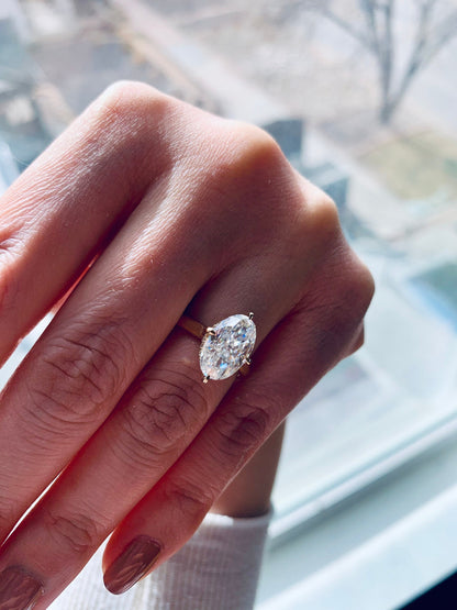 3.8 Ct Oval Diamond, Moissanite Hidden Halo Engagement Ring