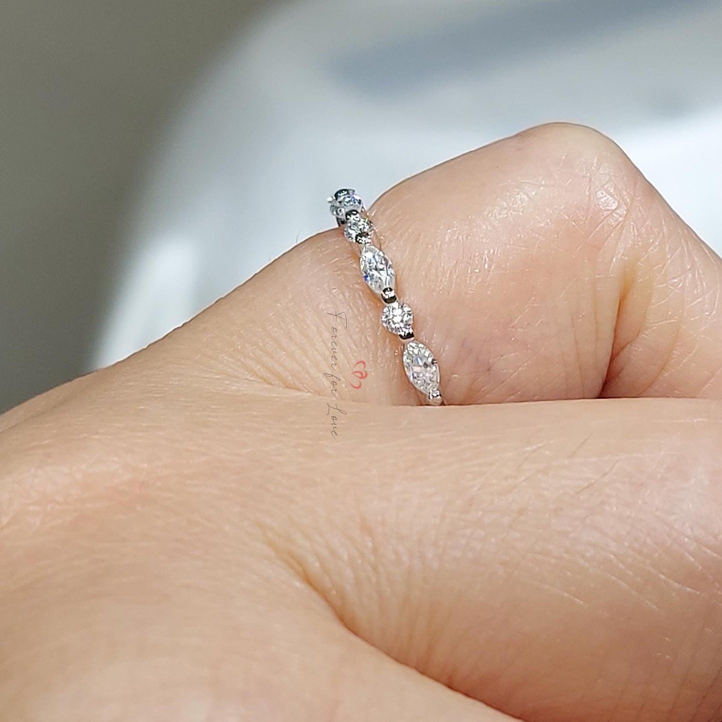 Marquise Moissanit Ehering Marquise cut Moissanite engagement ring in 935 Argentium Silber — custom handcrafted by Forever For Love