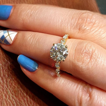 2 Ct IGI Certified Marquise Lab Diamond Hidden Halo Engagement Ring