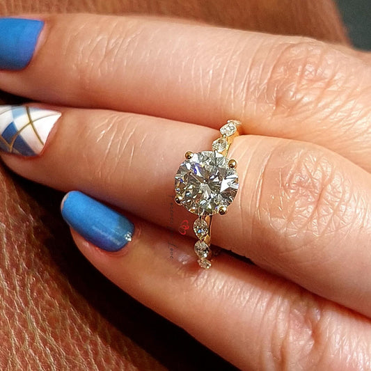 2 Ct IGI Certified Marquise Lab Diamond Hidden Halo Engagement Ring