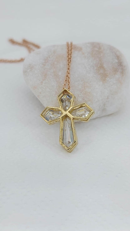 14k Massivgold Diamant Kreuz Halskette für Frauen, Diamant Kreuz Anhänger, Religiöser Schmuck, Christlicher Glaube Anhänger, Kreuz Geschenk für Frauen