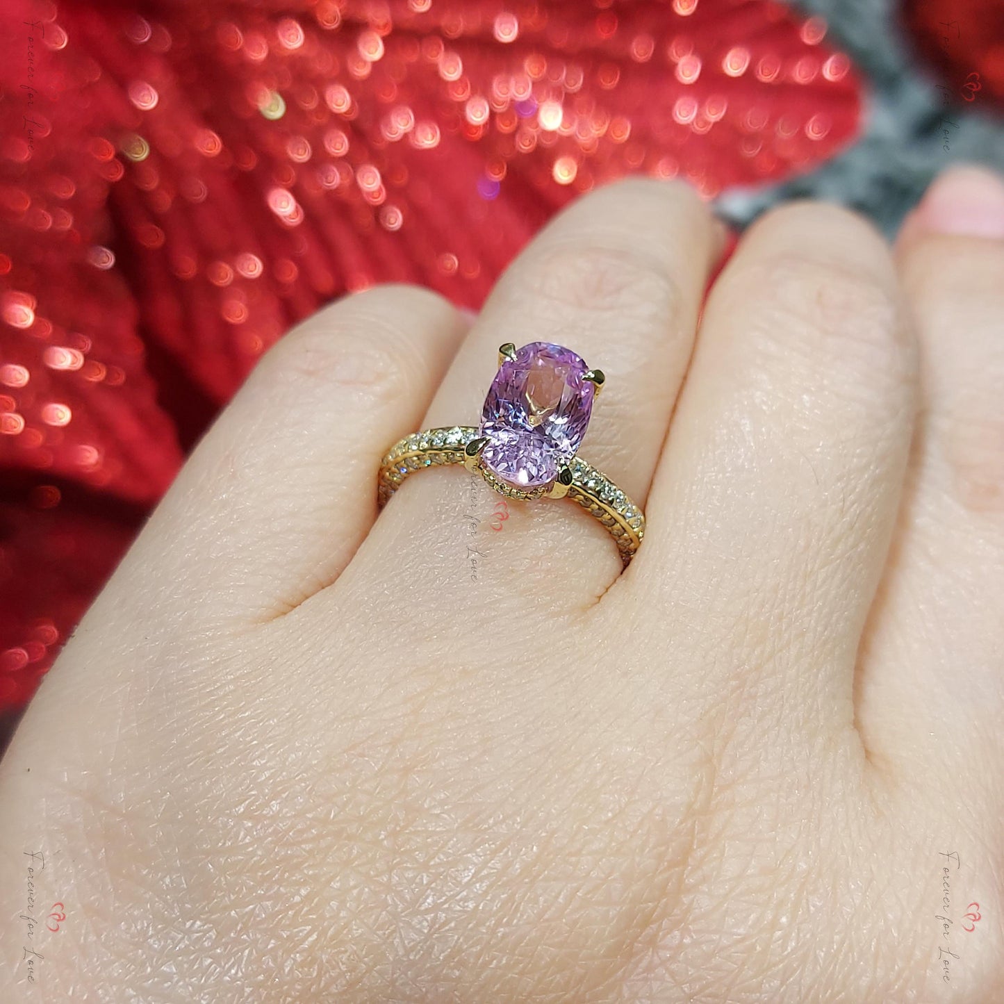 3.45 Ct Oval Pink Diamond, Sapphire Engagement Ring Oval cut 1Ct Natural Sapphire engagement ring in 935 Argentium Silver — custom handcrafted by Forever For Love