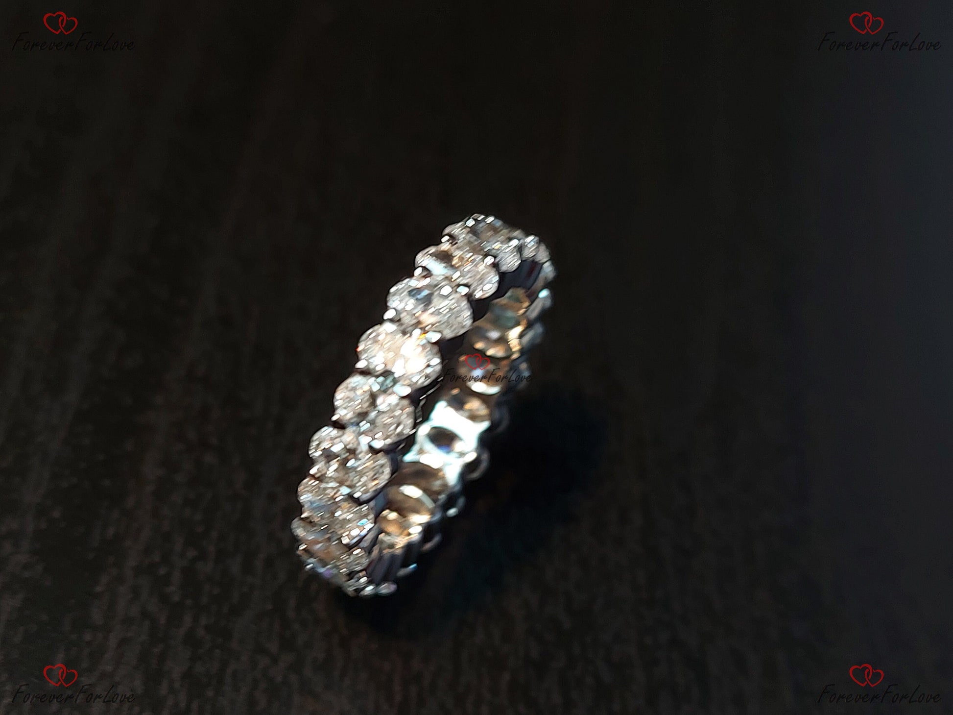 Oval Diamond Lab Grown Full Eternity Band Certified Oval Diamond Band Platinum Full Eternity Wedding Ring sharing Prong Diamond Band