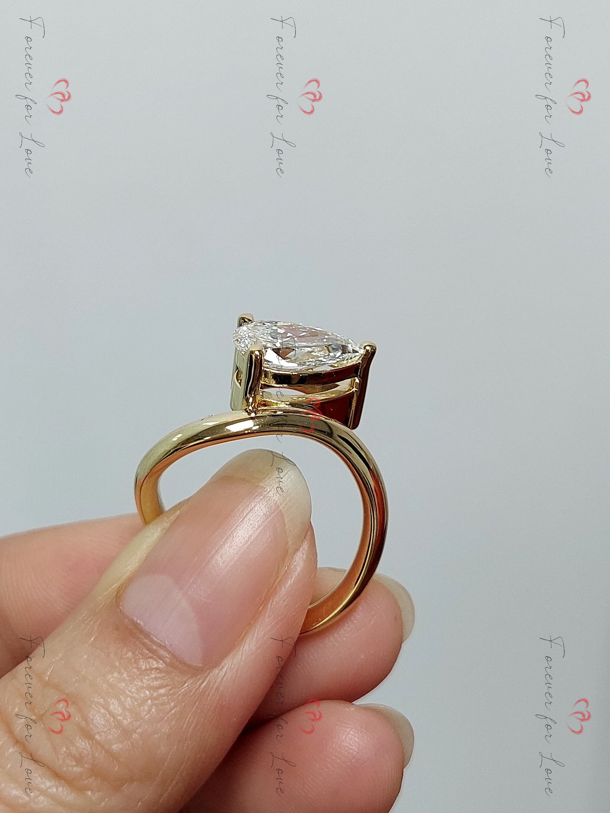 3 Ct Pear Lab Diamond Solitaire Engagement Ring