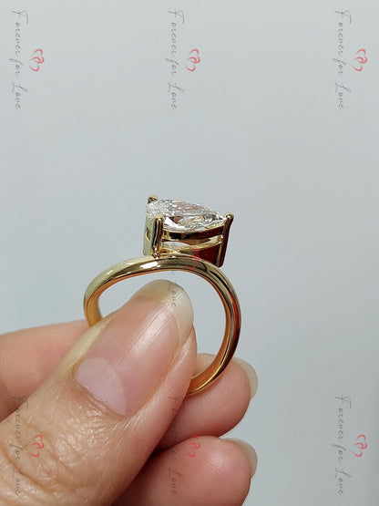 3 Ct Pear Lab Diamond Solitaire Engagement Ring
