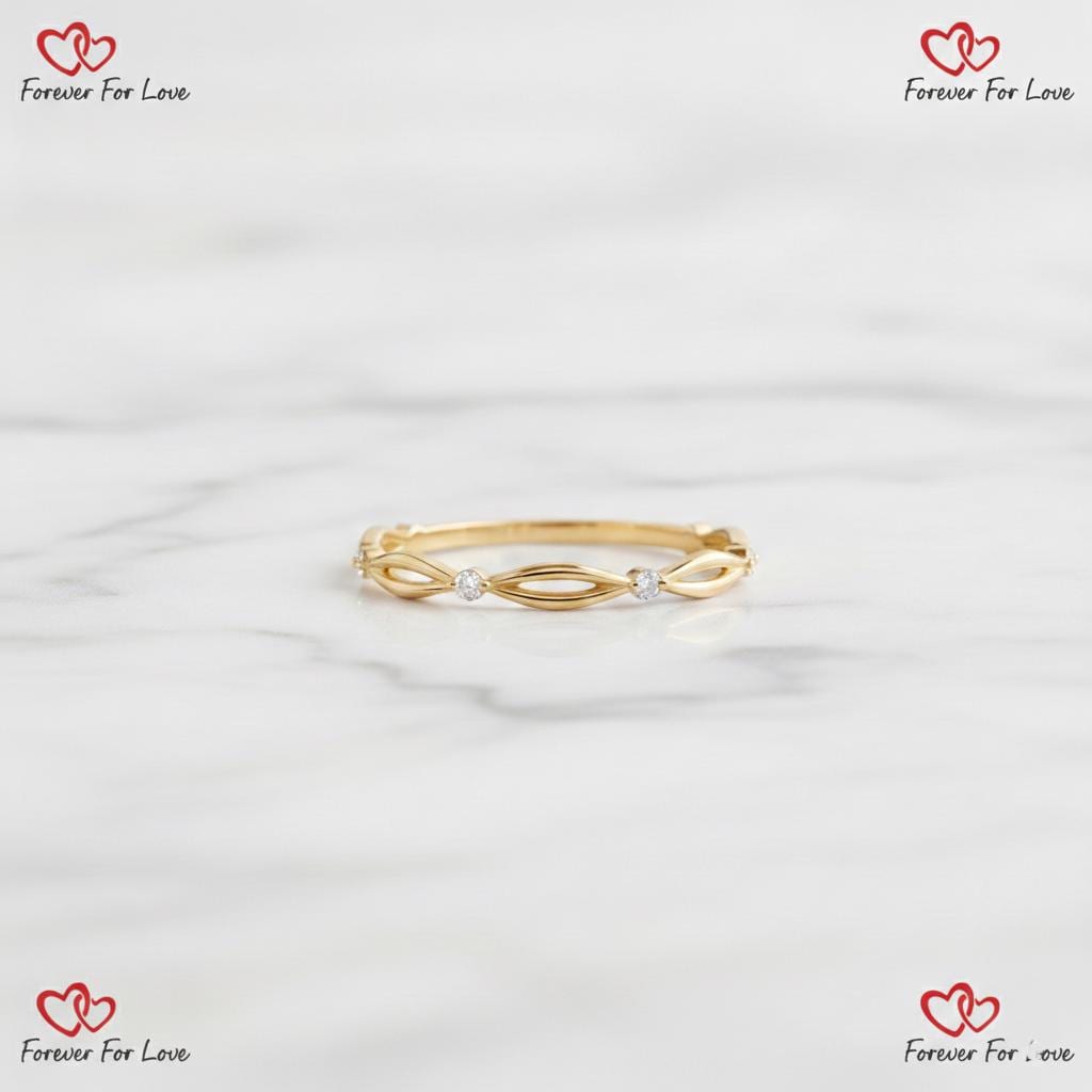 Collide Ehering Einzigartiger Diamant Stapelring Damen Massiver Gelb Rosé Weißgold Ring Zierlicher Jubiläumsring Geschenk Round cut Moissanite engagement ring in 935er Argentium Silber — custom handcrafted by Forever For Love