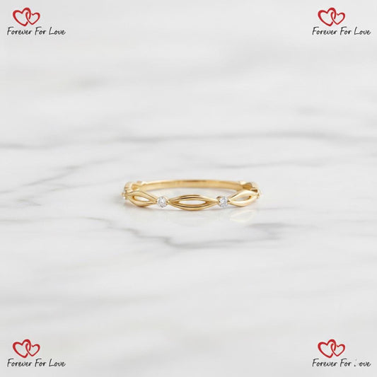 Collide Wedding Band Unique Diamond Stacking Ring Women Solid Yellow Rose White Gold Ring Dainty Anniversary Ring Gift