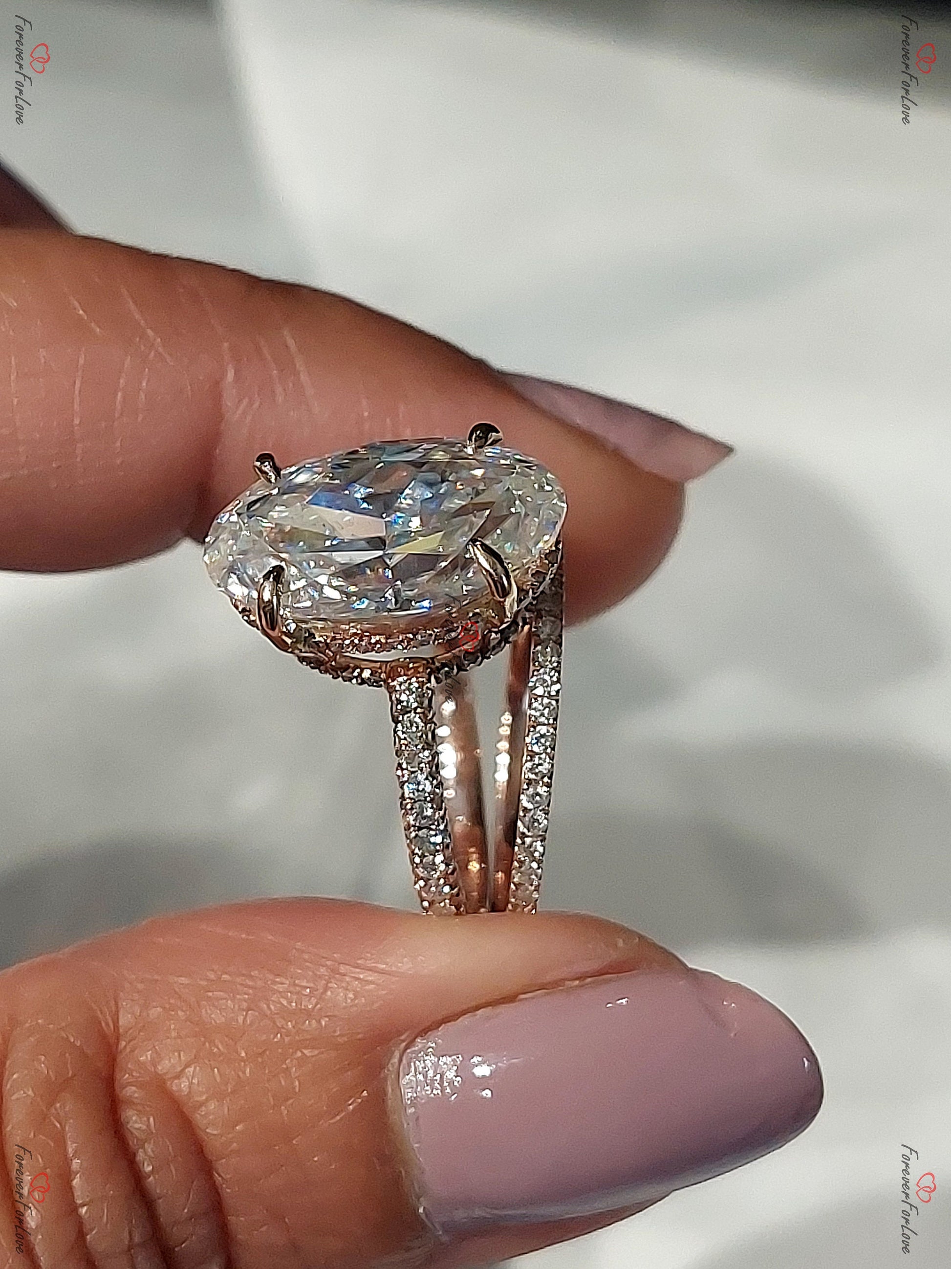 8 Ct Oval Natural Diamond, Moissanite Solitaire Engagement Ring
