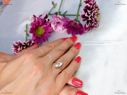 4 Ct Marquise Natural Diamond, Moissanite Engagement Ring