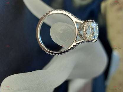 6 Ct Oval Diamond, Moissanite Hidden Halo Engagement Ring