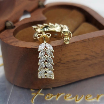 1.00 Karat Marquise Labor-Diamant Blätter Ohrringe – Geschwungene Cluster Gold Ohrringe, Alltags-Ohrringe, Labor-Diamant-Ohrringe, Perfektes Geschenk