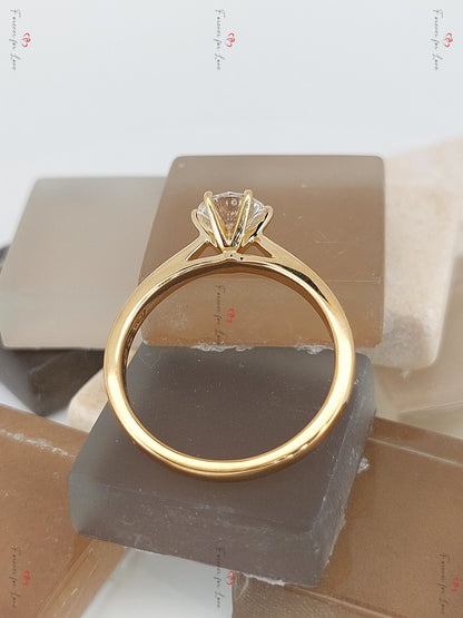 1 Ct Round Natural Diamond Solitaire Engagement Ring