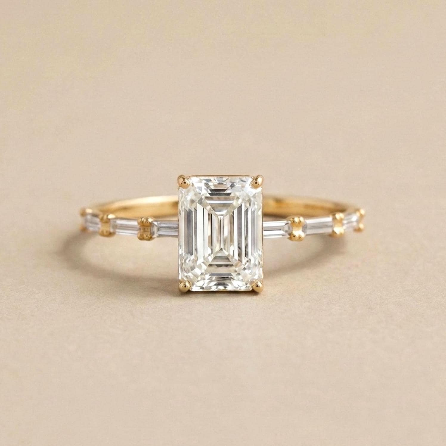 IGI Certified Emerald Lab Diamond Engagement Ring