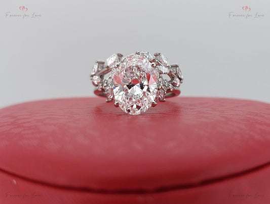 4 Ct Oval Lab Diamond Engagement Ring