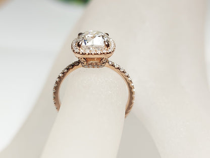 2 Ct Cushion Diamond, Moissanite Halo Engagement Ring