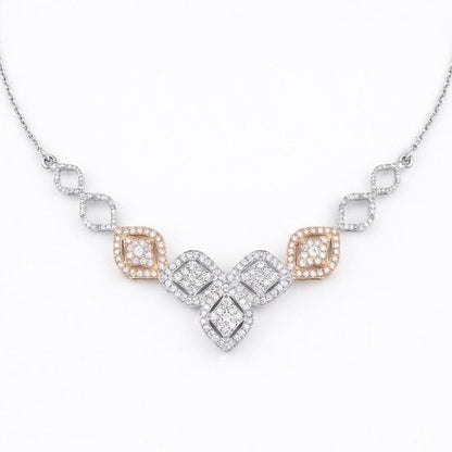 14k Geometrische Pavé-Diamant-Halskette, zierliche Halskette mit runden Gliedern, minimalistischer Lab-Grown-Diamantschmuck, elegante Halskette, perfektes Geschenk